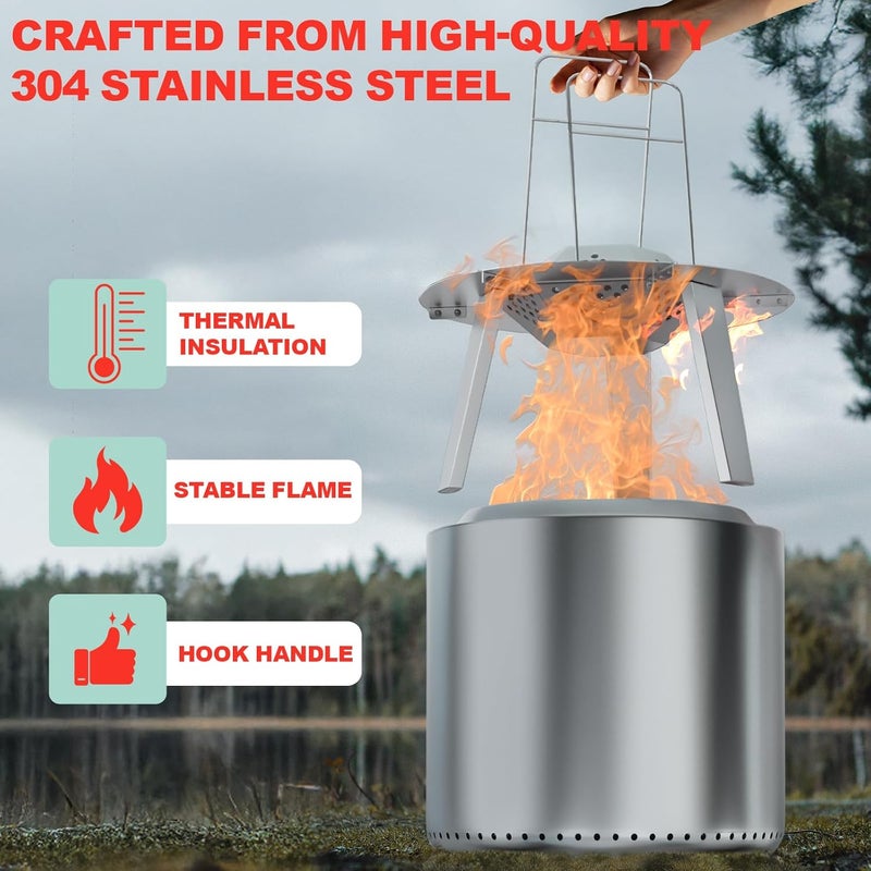 WEBROIL Heat Deflector for Solo Stove Ranger 15",Deflector with Carrying Handle & 3 Legs, Detachable Pellet Adapter Diffuser for Solo Stove Ranger 1.0 and 2.0 Series Accessories, 304 Stainless Steel - Image 2